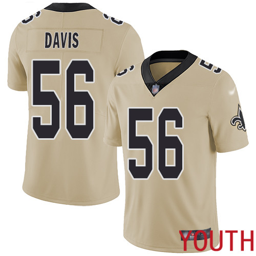 New Orleans Saints Limited Gold Youth DeMario Davis Jersey NFL Football #56 Inverted Legend Jersey